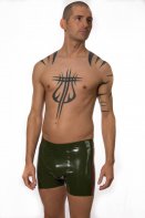 Charlie Latex Rubber Striped Shorts