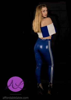 Twin Stripe Latex Rubber Leggings - Latex clothing