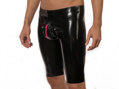 Latex Rubber Zip Pouch Cycling Shorts - Latex clothing