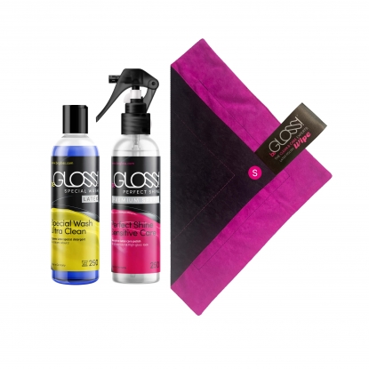 beGloss Perfect Shine Spray 250ml, Special Wash 250ml, Plus Polishing Cloth - Latex clothing